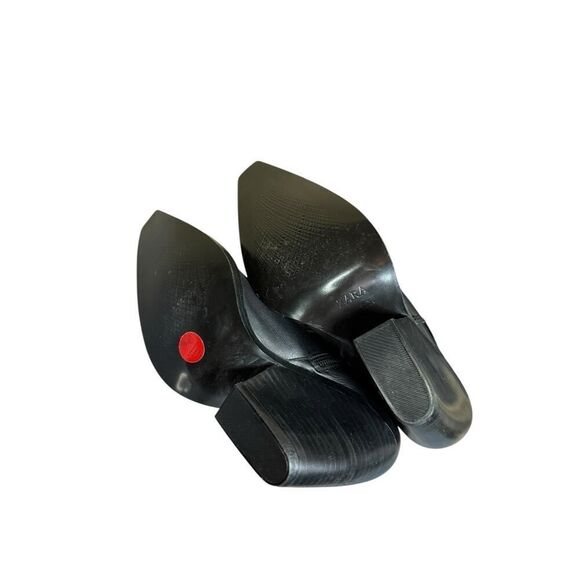 ZARA Black Leather Over-the-Knee Cowboy Boots 8.5 US / 39 EU Western Chic - Picture 12 of 15